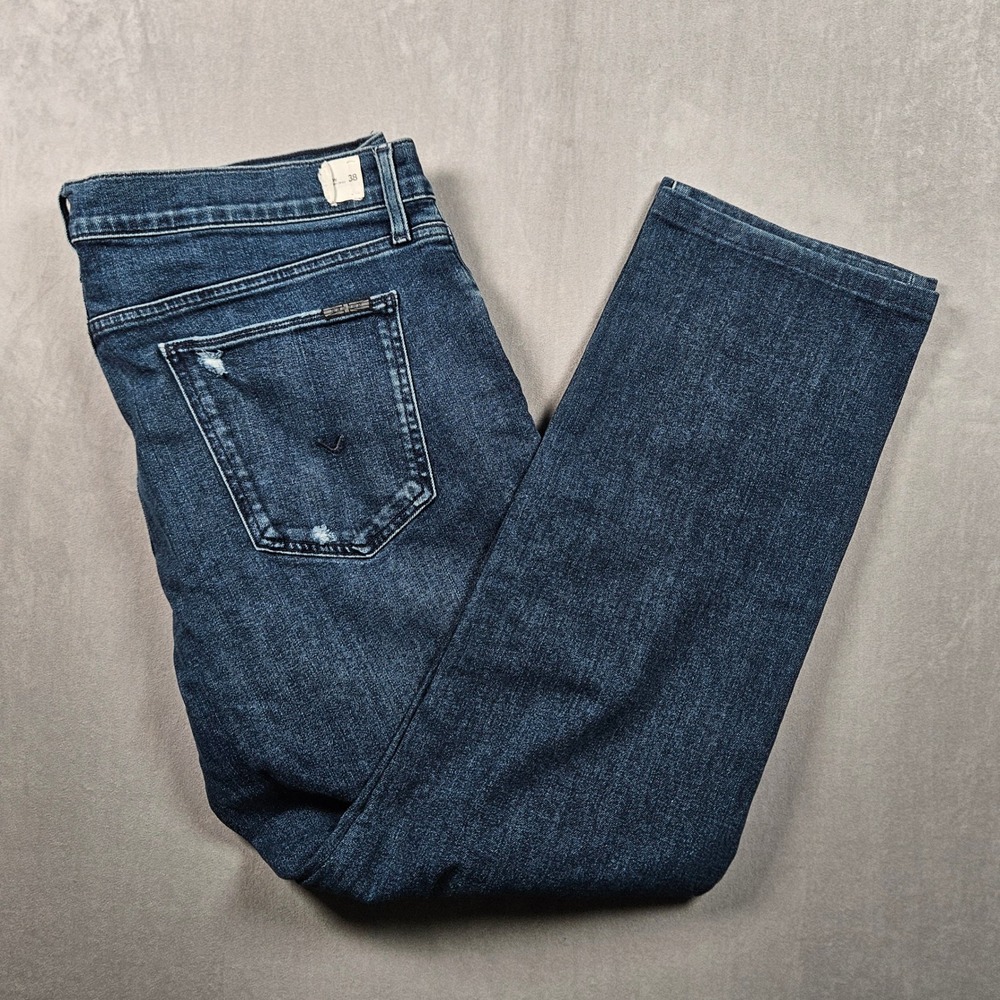 Hudson‎ Byron Jeans Mens 38x31 Slim Straight Blue Distressed Dark Wash Denim